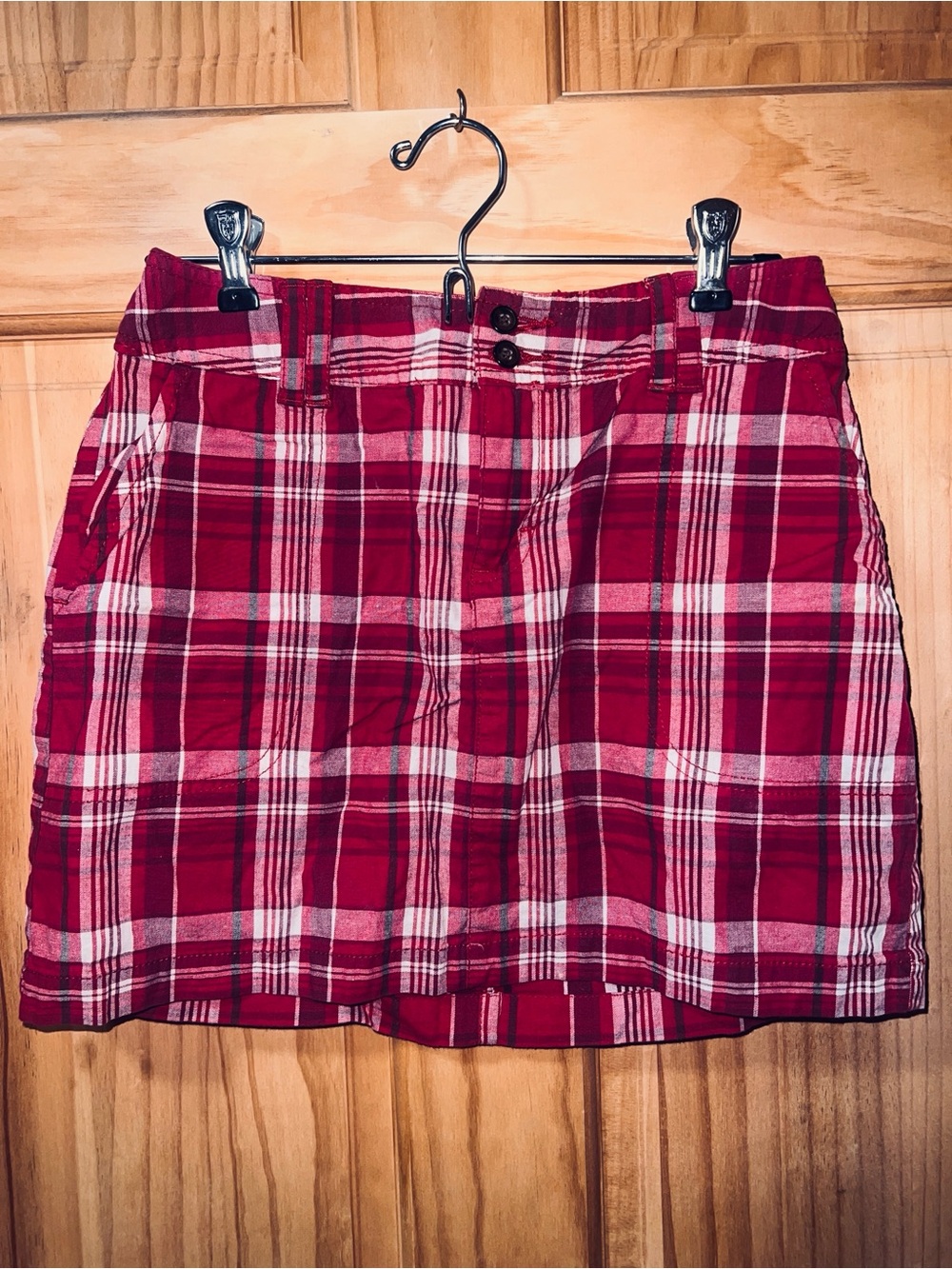 St. John's Bay Red Plaid Mini Skirt